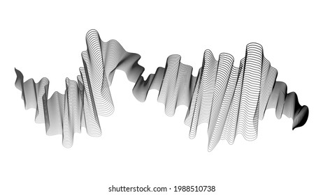 Abstract backdrop with monochrome wave gradient lines on white background. Modern technology background, wave design. Vector illustration