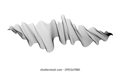 Abstract backdrop with monochrome wave gradient lines on white background. Modern technology background, wave design. Vector illustration