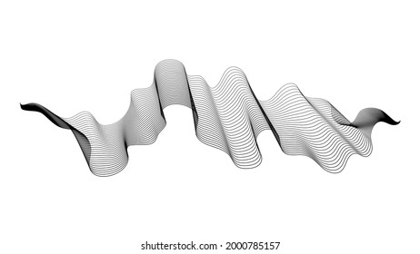 Abstract backdrop with monochrome wave gradient lines on white background. Modern technology background, wave design. Vector illustration