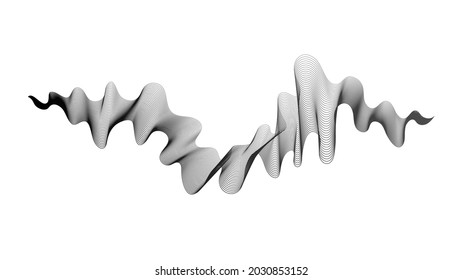 Abstract backdrop with monochrome wave gradient lines on white background. Modern technology background, wave design. Vector illustration