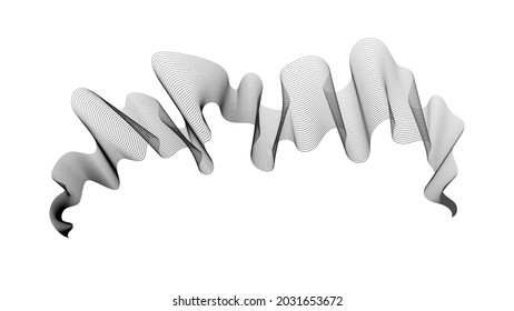 Fondo abstracto con líneas de gradiente de ondas monocromáticas sobre fondo blanco. Fondo tecnológico moderno, diseño de olas. Ilustración del vector