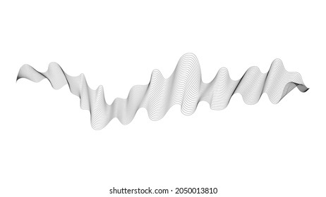 Abstrakte Hintergrund mit monochromen Farbverlauf-Linien auf weißem Hintergrund. Moderne Technologie, Hintergrund, Wellendesign. Vektorgrafik