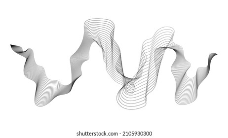 Abstract backdrop with monochrome wave gradient lines on white background. Modern technology background, wave design. Vector illustration