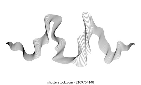Abstract backdrop with monochrome wave gradient lines on white background. Modern technology background, wave design. Vector illustration