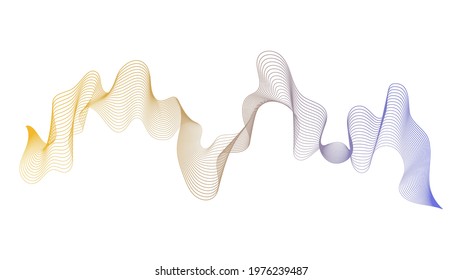 Abstract backdrop with orange and blue wave gradient lines on white background. Modern technology background, wave design. Vector illustration
