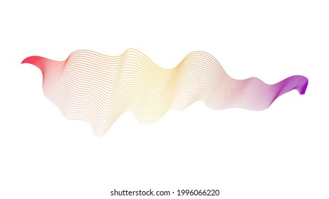 Abstract backdrop with orange and pink wave gradient lines on white background. Modern technology background, wave design. Vector illustration