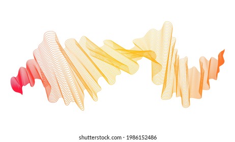 Abstract backdrop with orange wave gradient lines on white background. Modern technology background, wave design. Vector illustration