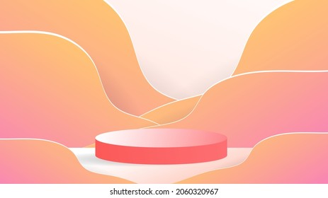 Abstract backdrop for product display,  podium, and crimson background, 3d podium for presentation,  illustration 3d Vector EPS 10
