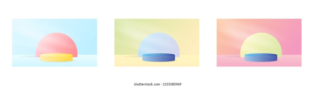Abstract backdrop for product display set , on Color background , 3d podium for presentation,  illustration 3d Vector EPS 10