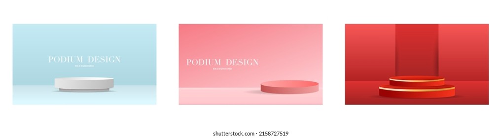 Resumen de fondo para el conjunto de visualización de producto , sobre fondo de color , 3d podio para presentación, ilustración 3d Vector EPS 10