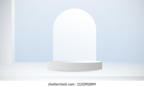 Resumen de fondo para la visualización del producto y fondo de podio blanco y carmón , 3d podio para presentación, ilustración 3d Vector EPS 10