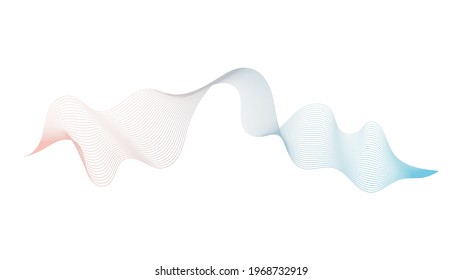 Abstract backdrop with purple and blue wave gradient lines on white background. Modern technology background, wave design. Vector illustration