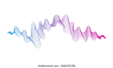 Fondo abstracto con líneas de gradiente de ondas moradas y azules sobre fondo blanco. Fondo tecnológico moderno, diseño de olas. Ilustración del vector