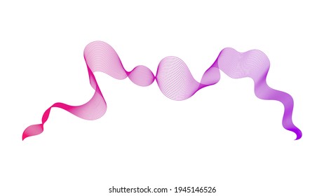 Fondo abstracto con líneas de gradiente de onda violeta sobre fondo blanco. Fondo tecnológico moderno, diseño de olas. Ilustración del vector