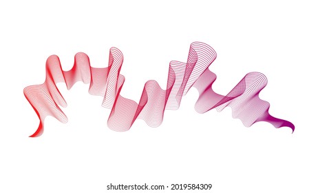 Abstract backdrop with red wave gradient lines on white background. Modern technology background, wave design. Vector illustration