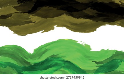 Un telón de fondo abstracto muestra los colores verde y oliva con texturas de pinceladas que se mezclan a la perfección en un fondo transparente para diversas aplicaciones creativas.