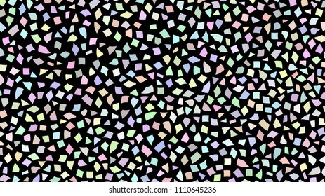 Abstract backdrop of small colored pieces of paper or splinters of ceramics on black background