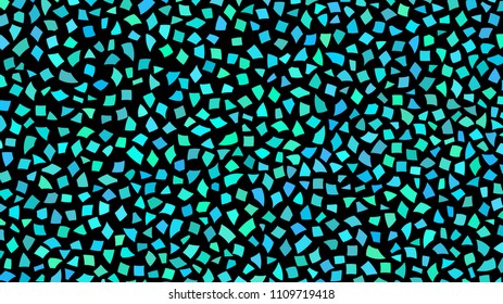 Abstract backdrop of small pieces of paper or splinters of ceramics in shades of light blue color on black background