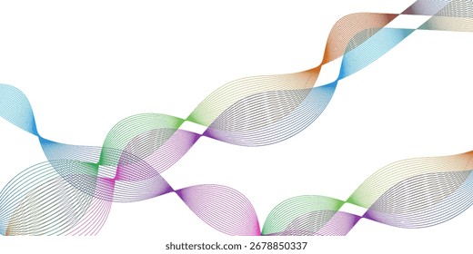 Abstract backdrop with smoth wave gradient lines on white background. Modern technology background. Vector illustration.

