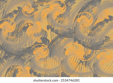 Abstract backdrop with spiral elements - bright autumn motifs. Golden-gray-orange backdrop for fashion trends, business concepts, covers, scrapbooking, interiors, tiles, prints, textiles, etc. Vector