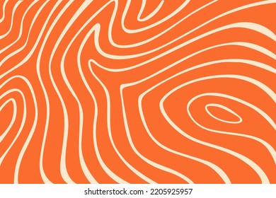 Abstract Backdrop with Stylized Salmon Fish Fillet Linear Texture. Vector Background for Fish Packaging, Sushi Restaurants and Menu Design