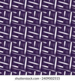 Abstract backdrop texture of intertwined luminous elements in trendy dark purple. Knitted 3D effect