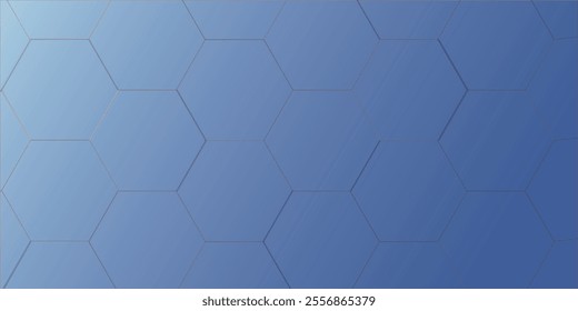 Abstract backdrop in three dimensions, blue hexagon. Illustration of abstract technology. 