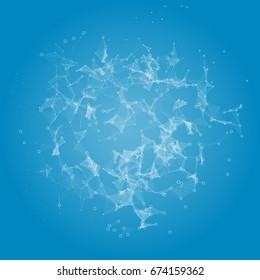 Abstract backdrop. Vector illustration with colorful grid on dark background. Futuristic technology style. Big data. Design with plexus.