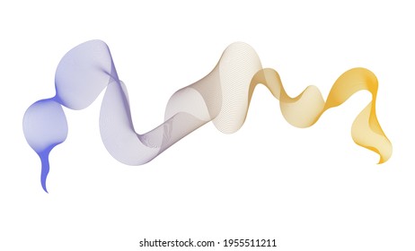 Abstract backdrop with yellow and blue wave gradient lines on white background. Modern technology background, wave design. Vector illustration