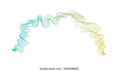 Abstract backdrop with yellow and green wave gradient lines on white background. Modern technology background, wave design. Vector illustration