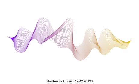 Abstract backdrop with yellow and purple wave gradient lines on white background. Modern technology background, wave design. Vector illustration