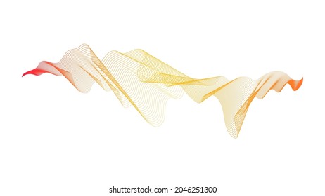 Abstract backdrop with yellow wave gradient lines on white background. Modern technology background, wave design. Vector illustration