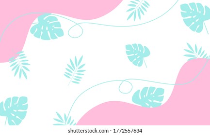 abstract backfround cute pink blue for Social media post banner with leaves for fashion sale promotion
