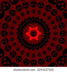 abstract backgrond with a red skull motif.	