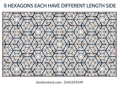 Abstract background 1920 : 1080 created by grouping 5 hexagons each have different length side.
