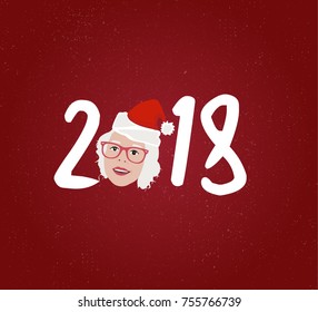 Abstract background 2018 text with santa head