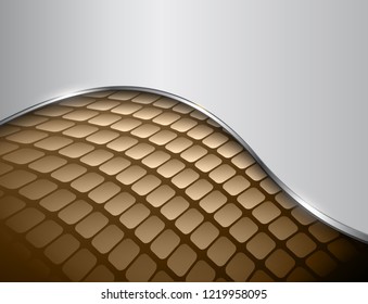 Fondo abstracto 3D marrón y gris con patrón de mosaico, diseño vectorial.