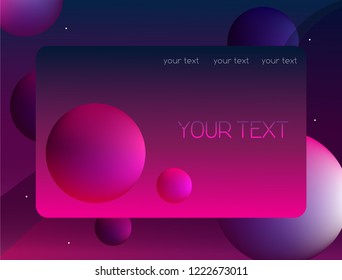 Abstract background with 3d bubbles and smooth pink and violet gradient colors