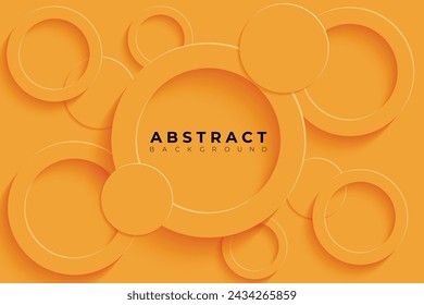 Abstract Background with 3d circle bright orange papercut layer, vector illustration