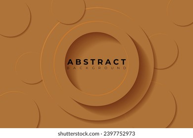 Abstract Background with 3d circle dark moderate orange papercut layer, vector illustration