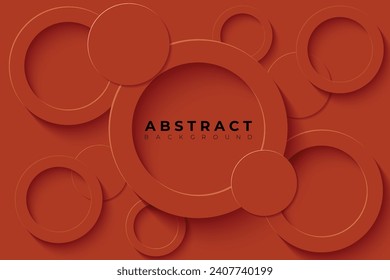 Abstract Background with 3d circle dark orange papercut layer, vector illustration