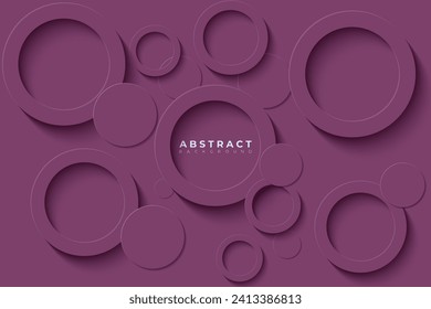 Abstract Background with 3d circle dark moderate pink papercut layer, vector illustration