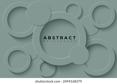 Fondo Abstractas con 3d círculo gris oscuro cian - capa de papel cortado verde lima, Ilustración vectorial