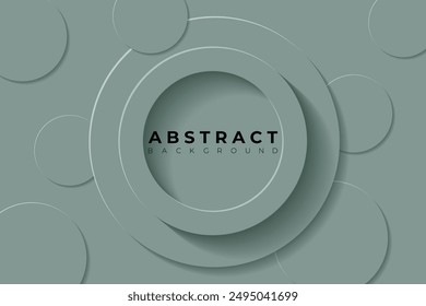 Abstract Background with 3d circle dark grayish cyan - lime green papercut layer, vector illustration