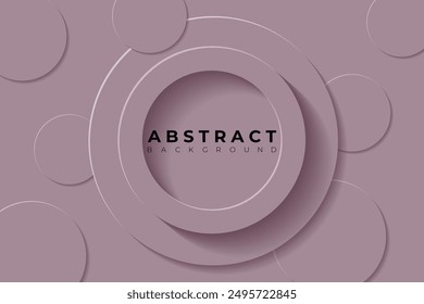 Abstract Background with 3d circle dark grayish pink papercut layer, vector illustration