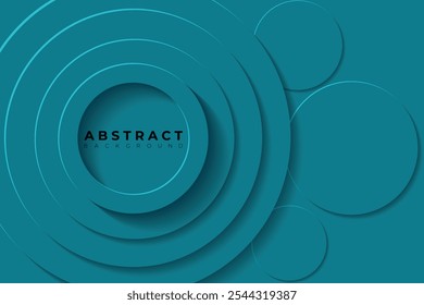 Fondo Abstractas con la capa oscura del papercut del cyan del círculo 3d, Ilustración vectorial
