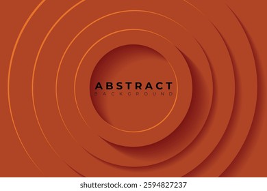 Abstract Background with 3d circle dark orange papercut layer, vector illustration
