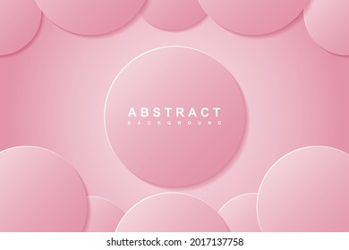 Abstract Background with 3d circle gradient pink paper cut layer