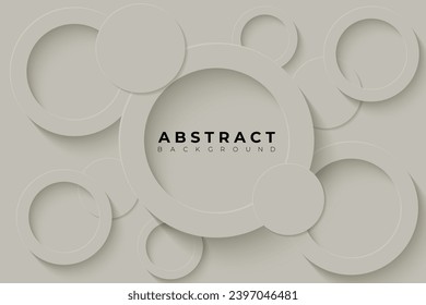 Abstract Background with 3d circle grayish yellow papercut layer, vector illustration