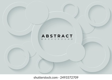 Abstract Background with 3d circle grayish cyan papercut layer, vector illustration